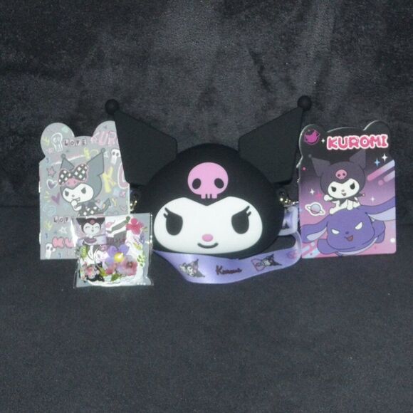 Mini Kuromi Black Crossbody Bag Gift Set Idea Kawaii Mini Notebook Bundle - Picture 11 of 11
